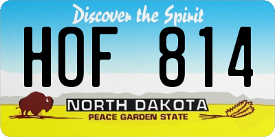 ND license plate HOF814