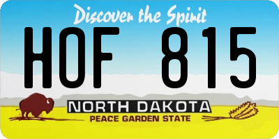 ND license plate HOF815