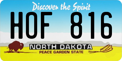 ND license plate HOF816
