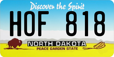 ND license plate HOF818