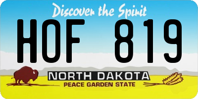 ND license plate HOF819