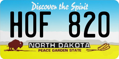 ND license plate HOF820
