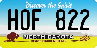 ND license plate HOF822