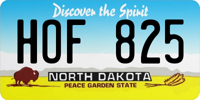 ND license plate HOF825