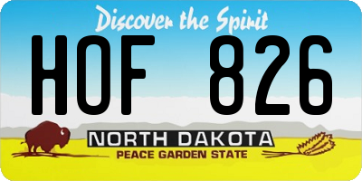 ND license plate HOF826