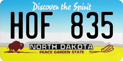 ND license plate HOF835