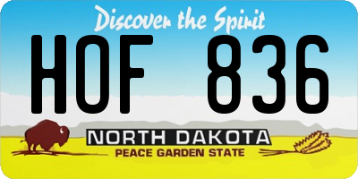 ND license plate HOF836