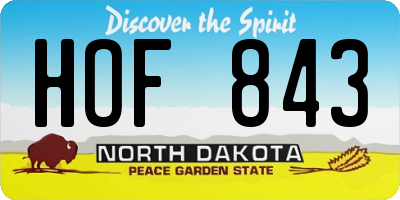ND license plate HOF843