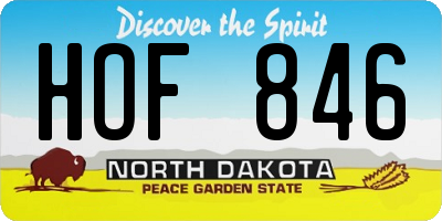 ND license plate HOF846