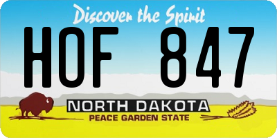 ND license plate HOF847