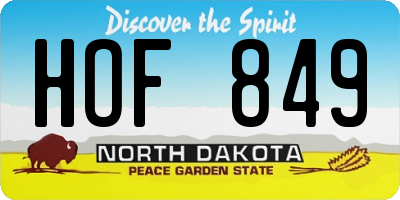 ND license plate HOF849