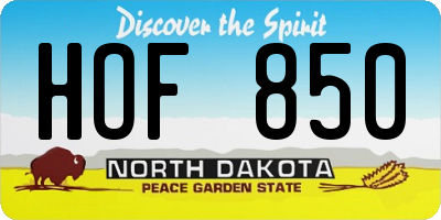 ND license plate HOF850
