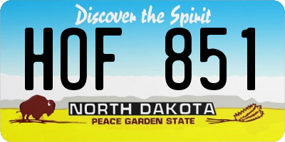 ND license plate HOF851