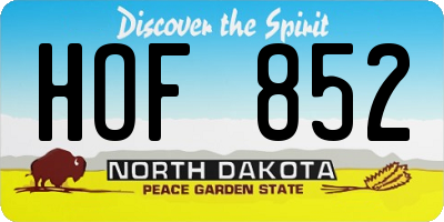 ND license plate HOF852