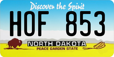 ND license plate HOF853