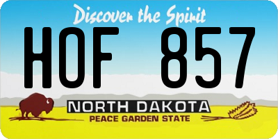 ND license plate HOF857
