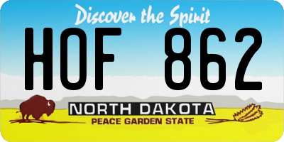 ND license plate HOF862