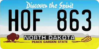 ND license plate HOF863