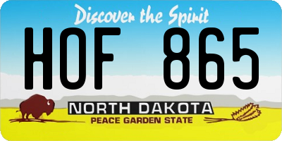 ND license plate HOF865