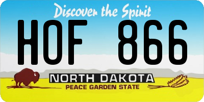 ND license plate HOF866