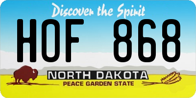 ND license plate HOF868