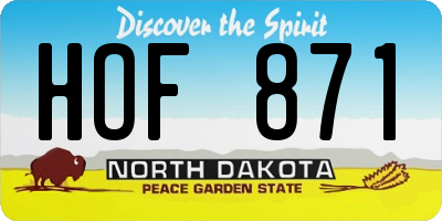 ND license plate HOF871