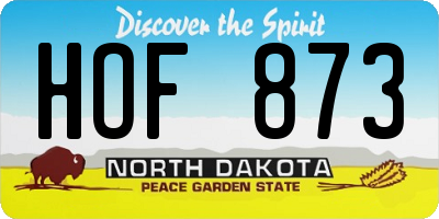 ND license plate HOF873