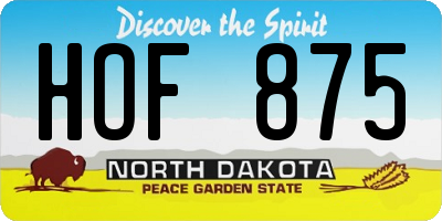 ND license plate HOF875