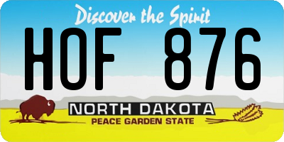 ND license plate HOF876