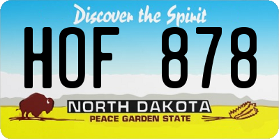 ND license plate HOF878