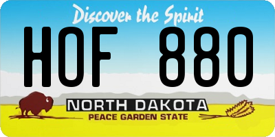 ND license plate HOF880
