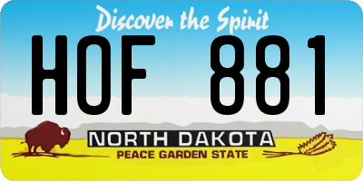 ND license plate HOF881