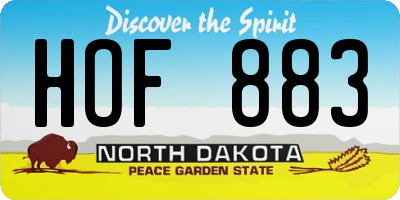 ND license plate HOF883