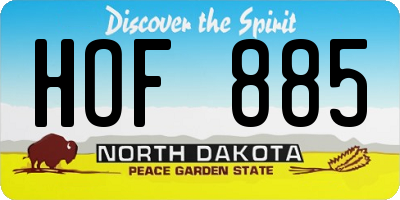 ND license plate HOF885