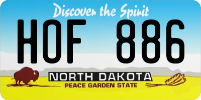 ND license plate HOF886