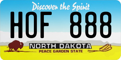 ND license plate HOF888