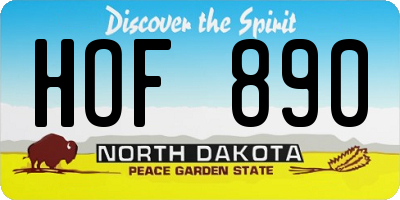 ND license plate HOF890