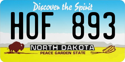 ND license plate HOF893