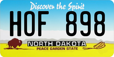 ND license plate HOF898
