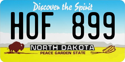 ND license plate HOF899