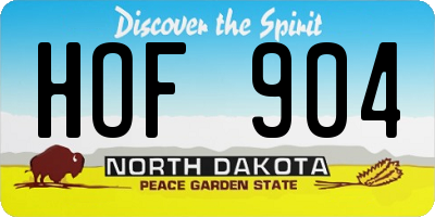 ND license plate HOF904