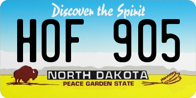 ND license plate HOF905