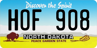 ND license plate HOF908