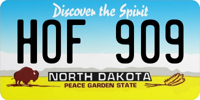 ND license plate HOF909