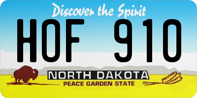 ND license plate HOF910