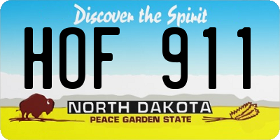 ND license plate HOF911