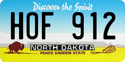 ND license plate HOF912
