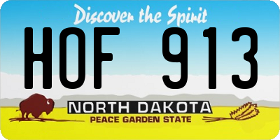 ND license plate HOF913