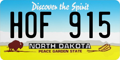 ND license plate HOF915