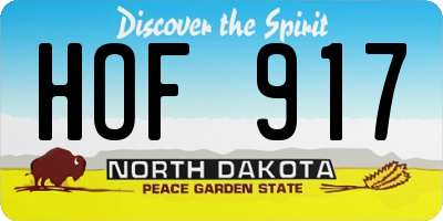 ND license plate HOF917